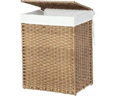 SONGMICS sulankstomas skalbinių krepšys su dangčiu, 90 L, 46 × 33 × 60 cm, LCB51NL