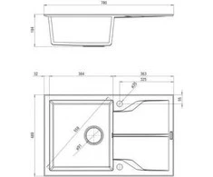 Deante granitinė virtuvinė plautuvė Deante Andante Flush, ZQN_G11F, Metallic graphite