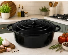 KRISBERG Emaliuotas ketaus puodas 24 cm 4,2 l juodas (7758)