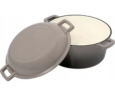 Bez Marki KRISBERG Puodas 2in1 ketaus emaliuotas 26cm 4,8L+1,2L Pilkas KRISBERG KS-7724