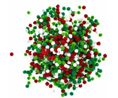 Dallprint Poliesterio burbuliukai raudoni+balti+žali 1cm, 1000vnt