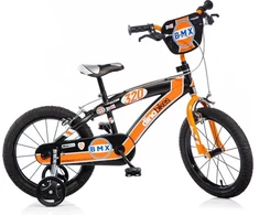 Kubisport Vaikiškas dviratis 16 colių BMX juodas šoniniai ratukai stabdys Dino Bikes (Kub_05-CSK5165K-CRN)