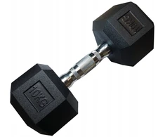 Kubisport Vienarankė šešiakampė guminė hantelė svarmenys tvirta 10 kg (Kub_05-CB10HEX)