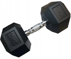 Kubisport Vienrankė šešiakampė guminė hantelė svoris apkrova 20 kg (Kub_05-CB20HEX)