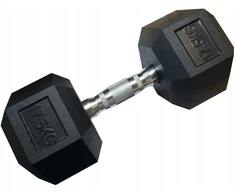Kubisport Vienarankė šešiakampė guminė hantelė svarmenys tvirti 17,5kg (Kub_05-CB17/5HEX)