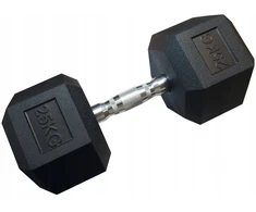 Kubisport Vienarankė šešiakampė guminė hantelė svoris apkrova 25 kg (Kub_05-CB25HEX)
