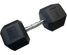 Kubisport Vienrankė šešiakampė guminė hantelė svoris apkrova 30 kg (Kub_05-CB30HEX)