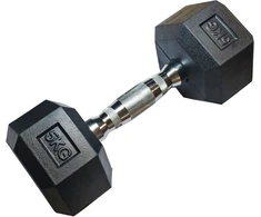 Kubisport Vienarankė šešiakampė guminė hantelė tvirtas svarelis 5kg (Kub_05-CB5HEX)