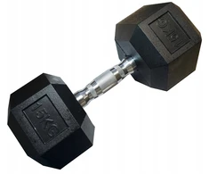 Kubisport Vienarankė šešiakampė guminė hantelė svarelis solidus 15 kg (Kub_05-CB15HEX)