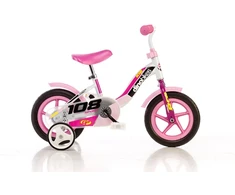 Kubisport Dviračio dviratukas vaikams DINO su šoniniais ratukais rožinis 10'' (Kub_05-CSK5101K-RU)