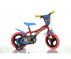 Kubisport Dviratis Dviratukas Psi Patrol vaikams, vaikiškas su šoniniais ratukais Dino 12'' (Kub_05-CSK5123K/PW)
