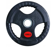 Kubisport Olimpinis svarmens diskas guminis su rankenomis 10kg 10mm (Kub_05-CWRUB10)