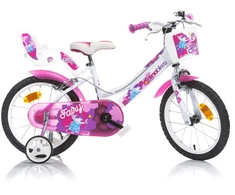 Kubisport Vaikiškas dviratis 16 colių Fairy mergaitėms su krepšeliu ir sėdynėle Dino Bikes (Kub_05-CSK5166K-BF)