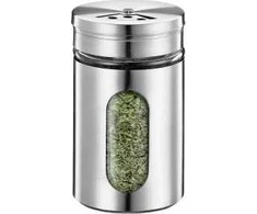 Küchenprofi - Stainless Steel Spice Container with Window and 3 Dispensing Sieves 8x5 cm