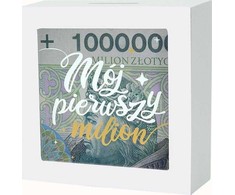 kukartka Kiaulė su langu MANO PIRMAS MILIJONAS 16X16cm Iždo dėžutė Banknotai Monetos