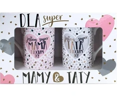 KUKARTKA puodelių rinkinys Q 896 Super mama/tėtis (širdelės) (480152) - 5901924481591