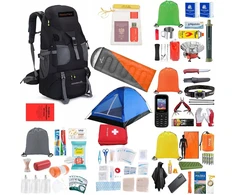 Kuprinė Ewakuacyjny + Wyposażenie ReadyPack X2 Rinkinys Palapinė Miegmaišis Jedzenie/ ReadyPack X2 Juodas