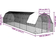 vištienos bėgimas su stogu 2,5x12x2,25 m cinkuoto plieno