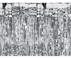 PartyDeco Sidabrinės folijos užuolaida-lietutis 90x250cm