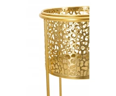 Kwietnik metalowy NAT, komplektas 2 vnt., auksinė, Ø 17x46 i 14x34 cm