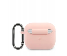 Lacoste Liquid Silicone Glossy Printing Logo dėklas skirtas Apple AirPods 3 rožinės spalvos