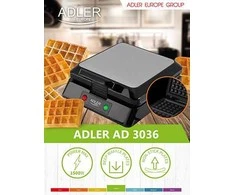 Vaflinė Adler AD 3036 sidabrinė ir-juoda