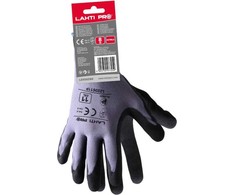 Lahti Pro Rękawice Nitrilo pirštinės, pilkos ir juodos, l220609p, kartonas, "9", ce, Lahti