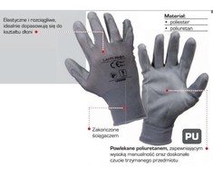 Lahti Pro Rękawice PU pirštinės pilkos l230209p, kartonas, "9", ce, Lahti