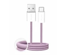 Puro Fabrik 2.0 10W USB-A – USB-C Braided Kabelis 1.5m – rožinės spalvos