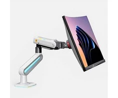 Blow F6-XE Pearl Baltas RGB foninio apšvietimo žaidimų tvirtas stalo laikiklis dideliems monitoriams 32–60 colių