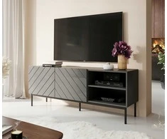 Laikiklis Cama Meble Saugojimo Spinta - Abeto RTV 150x42x60 Cm, Juoda