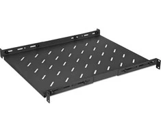 INTELLINET 19" su kintamo aukščio bėgeliais fiksuotam montavimui 1U, 550-750 mm Gylis, Juodas, 714112