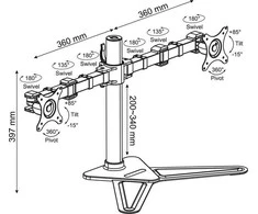Ergosolid Monitorių laikiklis NF 22 10''-30'' iki 2*10 kg