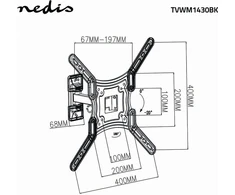 Nedis TVWM1430BK laikiklis televizoriams 139,7 cm (55'') Juodas
