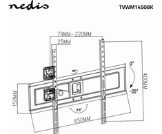 Nedis TVWM1450BK televizorių laikiklis 177,8 cm (70'') Juodas