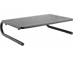Laikiklis Powerton Monitoriaus pagrindas, tarpas klaviatūroje, juodas, metalinė / medžiaga, 20 kg keliamoji galia, Powerton, ergo