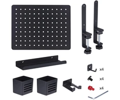 Laikiklis StarTech tvirtinama perforuota lenta su priedais, 16,5 x 12,5 col. (42 x 32 cm), plieninė perforuota lenta, stalo daiktų laikymo organizatorius, tvirtinama prie stalo, juoda - tvirtinimo komponentas - spaustukas - plienas - juodas - tvirtinamas prie stalo