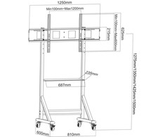 Laikiklis Intracom „Techly ICA-TR7412“, 139,7 cm (55"), 2,54 m (100"), 120 kg, 200 x 200 mm, 1200 x 600 mm, Juoda