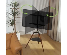 Laikiklis Techly Televizoriaus trikojis, reguliuojamas, 32–65 colių, iki 32 kg, su medine lentyna