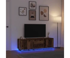 Laikiklis TV spintelė su LED apšvietimu, sendinto medžio, 160,5x41x50 cm