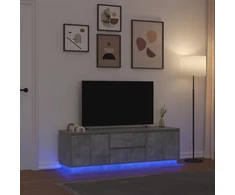 Laikiklis TV spintelė su LED apšvietimu, betono pilka, 160,5x41x50 cm