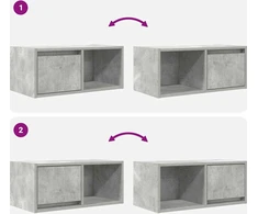 Laikiklis TV spintelės, 2 vnt., betono pilkos spalvos, 60x31x25,5 cm, klijuota mediena