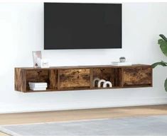 Laikiklis TV spintelės, 2 vnt., rūkyto ąžuolo, 80 x 31 x 25,5 cm, klijuota mediena