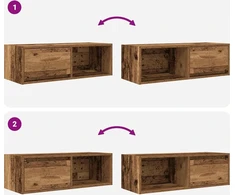 Laikiklis TV spintelės, 2 vnt., senos medienos, 80x31x25,5 cm, klijuota mediena