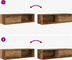 Laikiklis TV spintelės, 2 vnt., senos medienos, 100 x 31 x 25,5 cm, klijuota mediena