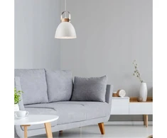 Lamkur Lamkur Danielle 31798 pakabinamas šviestuvas palėpėje pakabinamas šviestuvas metalinio gaubto dubuo 1x60W E27 smėlio spalvos/medinis