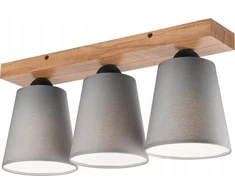 Lamkur lubinis šviestuvas Lamkur Lula 47652 lubinis šviestuvas boho medinės medžiagos šviestuvai 3x60W E27 pilka/medinė