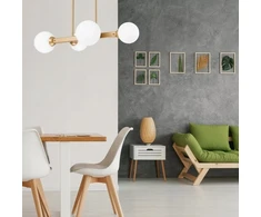 Lamkur pakabinamas šviestuvas Lamkur Astro 45092 modernistinis rutulinis pakabinamas šviestuvas su stiklo gaubtais 4x5W G9 balta/auksinė