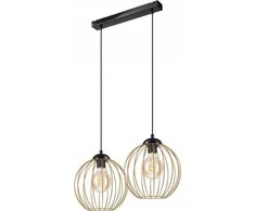 Lamkur pakabinamas šviestuvas Lamkur Zoya 45399 pakabinamas šviestuvas metalinis palėpės narvas 2x60W E27 juodas/auksinis