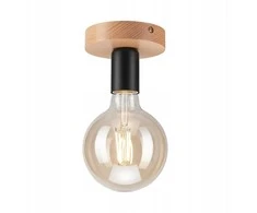 Lubinis šviestuvas Lampa sufitowa Lamkur Vito 41759 plafon lampa sufitowa spot rustykalny metalowy 1x60W E27 juoda/drewno